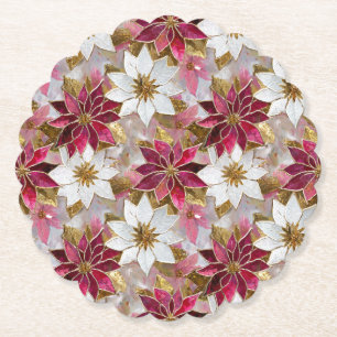 Weiße Gold Burgund Rosa Weihnachts Poinsettien Untersetzer