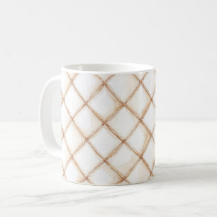 Weiße Gold Creme Streifen Quadrate Kaffeetasse