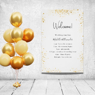 Weiße Gold Glitter Hochzeitsprogramm Details Poster