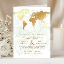 Weiße Gold-Tropen-Destination Weltkarte Hochzeit