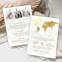 Weiße Gold-Tropen-Ziel-Weltkarte Hochzeit