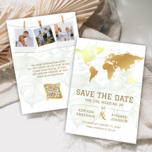Weiße Gold-Tropen-Ziel-Weltkarte Hochzeit