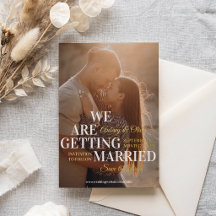 Weiße Gold-Typografie Foto Hochzeit Save-the-Date-