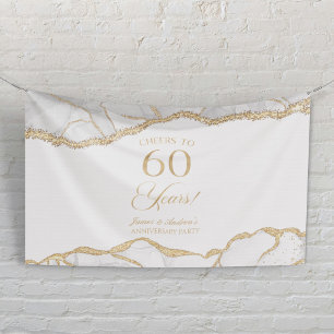 Weiße Goldachat 60. Hochzeitstag-Party Banner