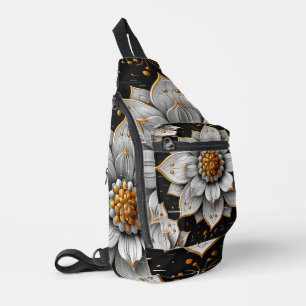 Weiße Goldene 3D-Lotus-Schultertasche Crossbody Bag