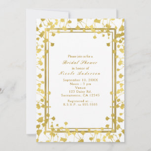 Weiße & goldene Baby's Breath Floral Chic Einladun Einladung