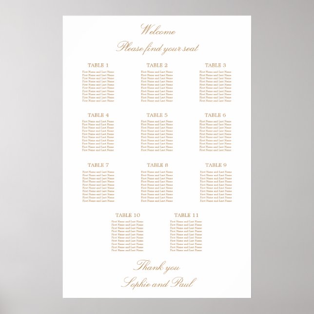 Weiße Goldene Beige 11 Tafelübersicht Poster (Vorne)