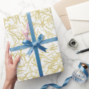 Weiße Goldene Glamouröse Glitzernde Geburtstagsfei Geschenkpapier