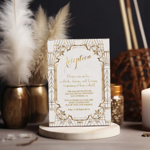 Weiße Goldene Great Gatsby Art Deco Hochzeitsfeier Einladung