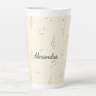 Weiße Goldene Musiknoten   Milchtasse
