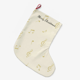 Weiße Goldene Musiknoten Weihnachten Großer Weihnachtsstrumpf