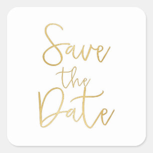 Weiße & Goldene Schrift SAVE THE DATE Aufkleber