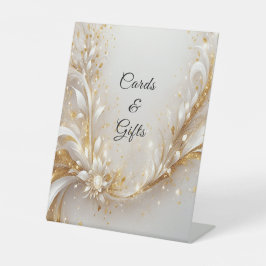 Weiße goldfarbene Tabletten Sockelschild