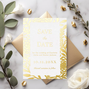 Weiße Goldhochzeit Save the Date Folienkarte Folieneinladung