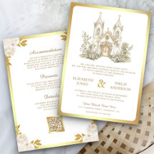 Weiße goldkatholische Kirche in einer Hochzeit