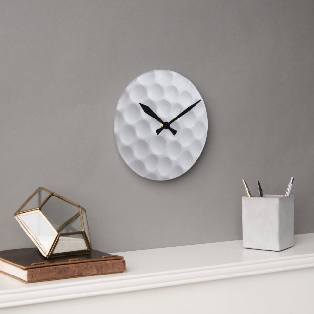 Weiße Golfball-Dimples-Design Runde Wanduhr (Büro)