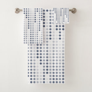 Weiße graublaue Polka-Punktmatrix Badhandtuch Set
