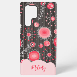 Weiße graue Herzen und Blume Blumenname Samsung Galaxy Hülle