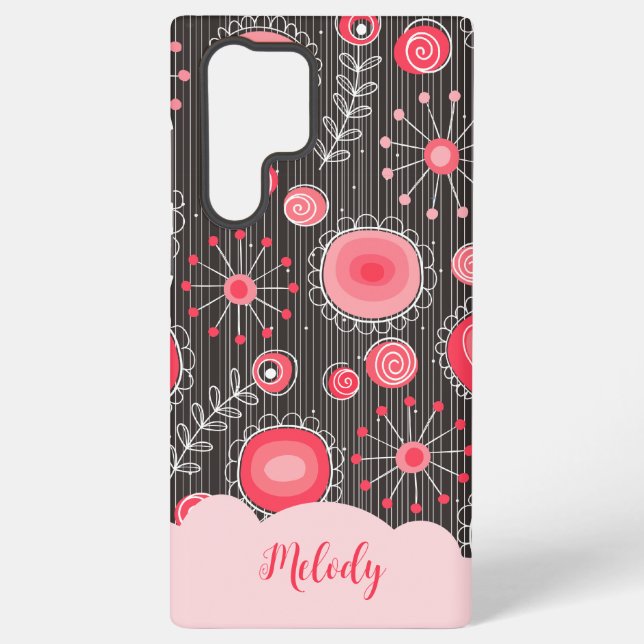 Weiße graue Herzen und Blume Blumenname Samsung Galaxy Hülle (Rückseite)