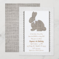Weiße Graue Jute Rustikaler Hase Ostern 1. Geburts