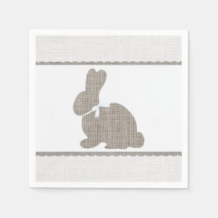 Weiße Graue Jute Rustikales Häschen Oster-Baby-Par Serviette