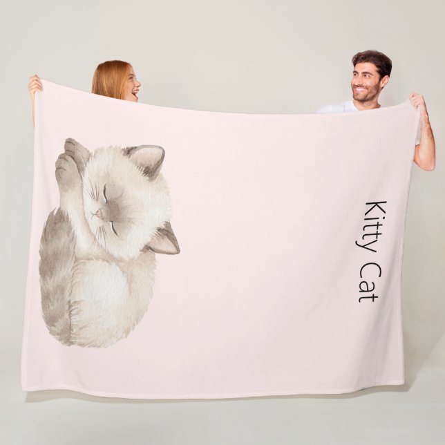 Weiße Graue Kitty Katze Fleecedecke (Beispiel)