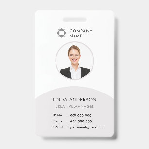 Weiße graue Mitarbeiter-Foto-ID Firmenlogo elegant Ausweis