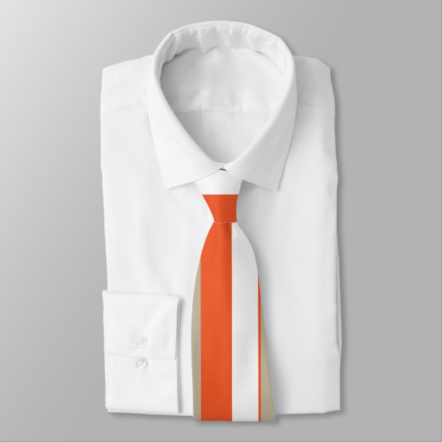 Weiße graue Orange Streifen Krawatte (Gebunden)