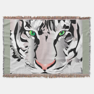 WEIßE/ GRAUE TIGER WURFDECKE DECKE