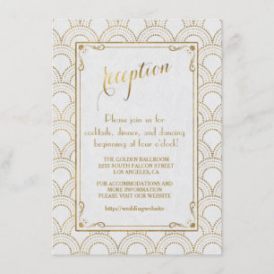 Weiße Great Gatsby Art Deco Goldene Hochzeitsfeier Einladung