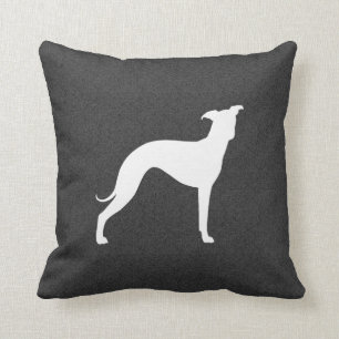Weiße Greyhound-Silhouette Iggy Hund Grau Kissen