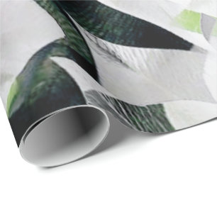 Weiße große Blume Grüne Grüne Graue Minimal VIP Geschenkpapier