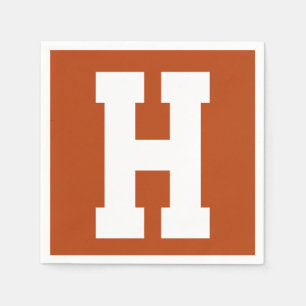 Weiße große moderne Initiale   Rost Serviette