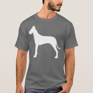 Weiße großer Däne-HundeSilhouette-große Grafik T-Shirt