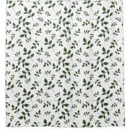 Weiße grüne Blätter Duschvorhang