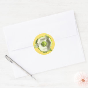 Weiße Grüne Blütenblume Sommer Garten Hochzeit Runder Aufkleber