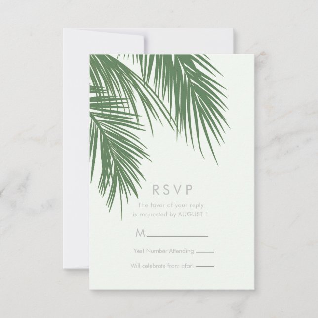 Weiße Grüne Elegant Tropical Palm Blätter UAWG Einladung (Vorderseite)