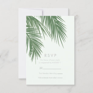 Weiße Grüne Elegante Tropische Palmwedel RSVP Einladung