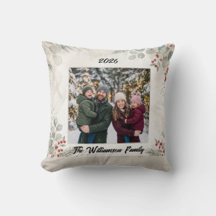 Weiße Grüne Familienfoto-Weihnachts-Wurfkissen Kissen