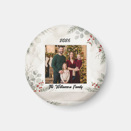 Weiße Grüne Familienfoto-Weihnachtsmagnet Magnet