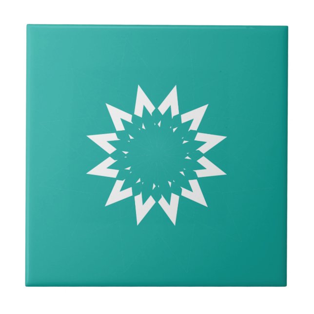 Weiße/grüne Keramik, klein (4,25" x 4,25") Fliese (Vorderseite)