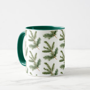 Weiße grüne Kiefernzweig-Weihnachten Tasse