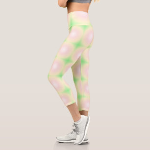 Weiße grüne Rose Weißes 3D-Lichtbogenmuster Capri Leggings