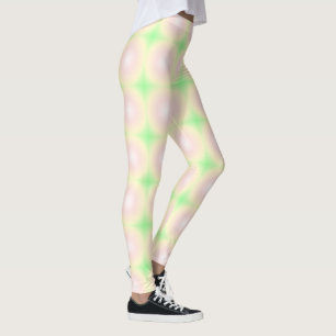 Weiße grüne Rose Weißes 3D-Lichtbogenmuster Leggings