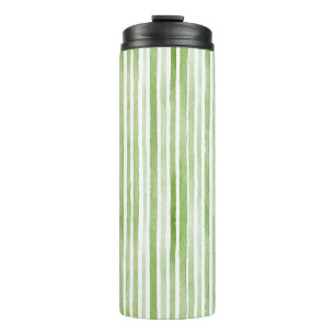 Weiße Grüne Streifen Thermosbecher