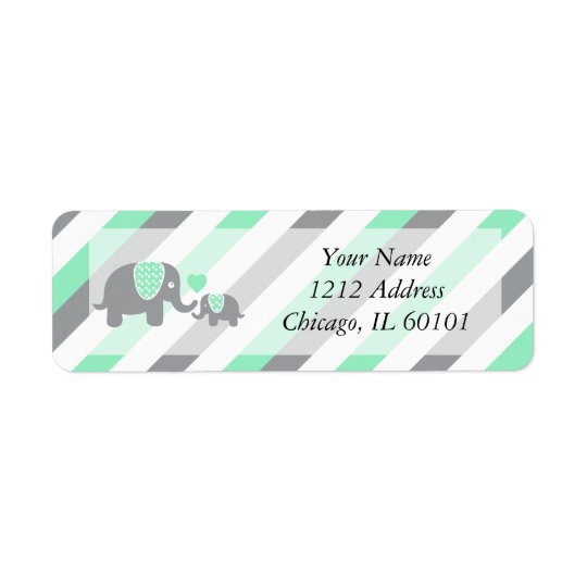 Weiße, grüne u. graue Streifen-Elefant-Babyparty
