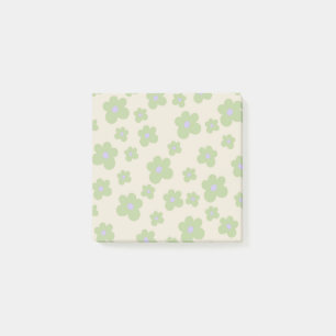 Weiße, grüne und Lila Blumenmuster Post-it Klebezettel