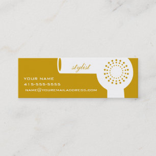 Weiße Hairdryer u. Ernte-GoldStylist-Karte Mini Visitenkarte