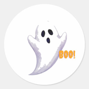 Weiße Halloween-Geister-Aufkleber Süßer spooky G Runder Aufkleber