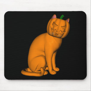 Weiße Halloween-Katze Mousepad